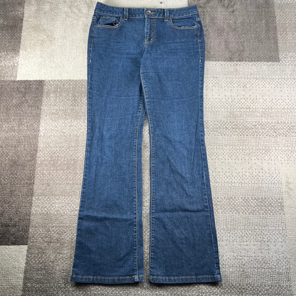 DKNY Jeans Womens 14L Blue Dark Wash Bootcut Flare Stretch Denim Boho